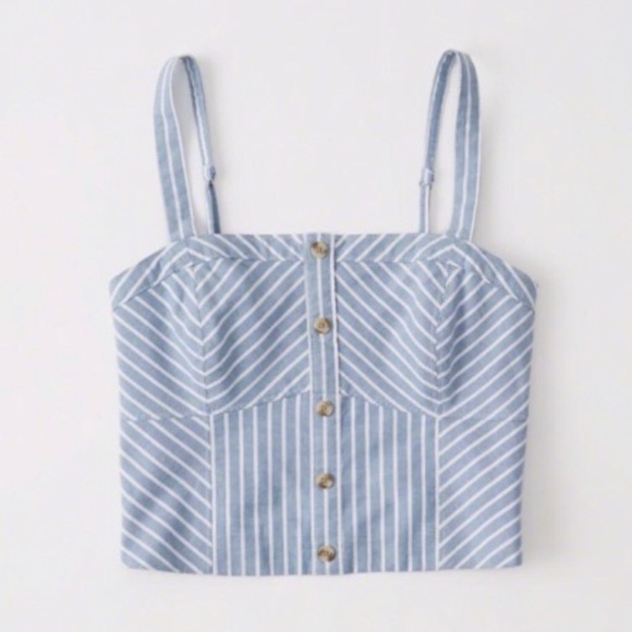 ⛱ NWT Abercrombie & Fitch Striped Crop Top Tank XL - Picture 7 of 11